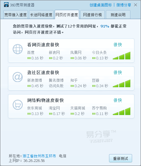360宽带测速器 v5.1.1单文件独立版-网速在线测试